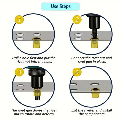 10Pcs Riveting Tool Set with Rivet Heads and Nuts, Easy Manual Rivet Gun for Rivet Nuts M3-M8 + 50Pcs  Rivet Nuts