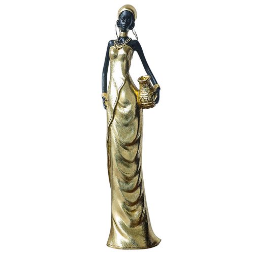 Elegant Vintage-Style Resin Sculpture of an African Woman
