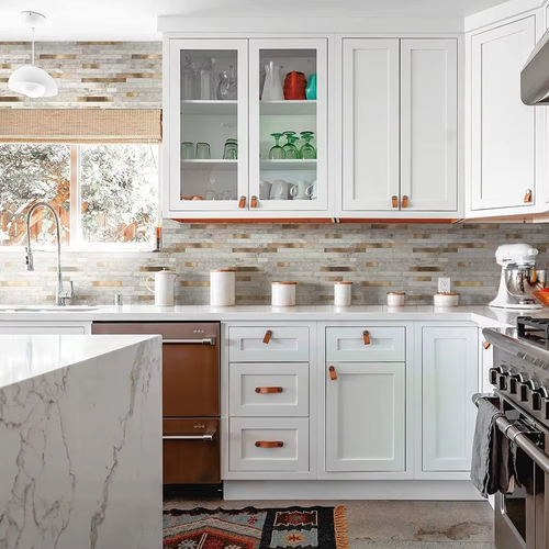 5pcs 11.6×4.13inch Peel and Stick Backsplash Tiles, Mixed Brushed Aluminum Marble Look Wall Tiles,Self Adhesive Stick on Backsplash for Kitchen