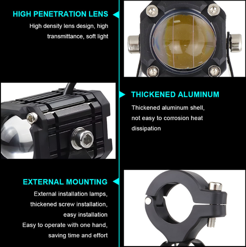 Motorcycle LED Auxiliary Headlight Work Light High and Low Beams Super Bright Spotlight Driving Fog Lamp Universal Waterproof