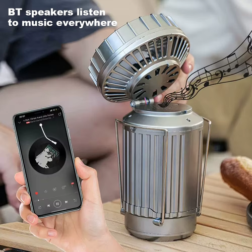 Solar wireless connection camping fan sound lights