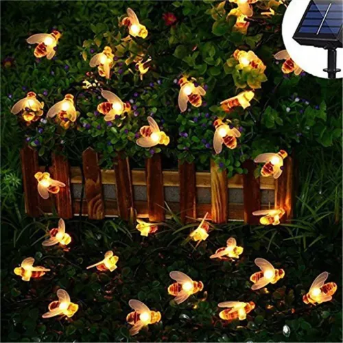 Solar Lights String Led Honey Bee Shape Solar Powered Fairy Lights For Outdoor Home Garden Fence Summer Decoration