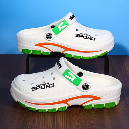 Men's New Spring and Summer Color-Blocking Trendy Comfortable Thick-Soled Eva Casual Fashion Lightweight Clogs, Suitable for Home, Outdoor, and Daily Commuting