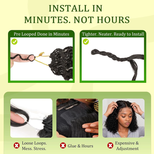 18-Inch Pre-Looped Curly Crochet Hair Extensions – Soft Natural-Looking Hair, 60g
