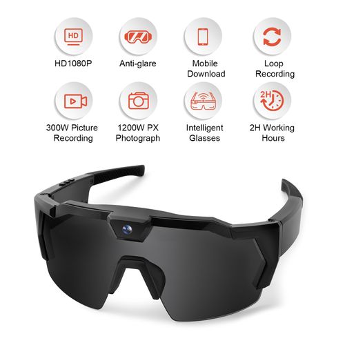 Outdoor Cycling Smart Sunglasses with Built-in HD Camera (Photos & Video) — SD Card Sold Separately