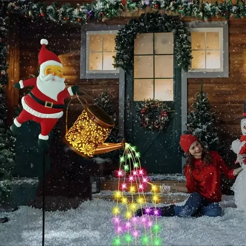 New Santa Claus Lantern Solar Luminous Water Bottle Hollow Outdoor Courtyard