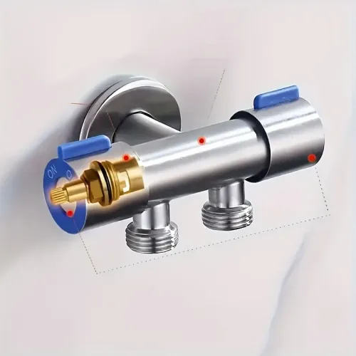 Double Handle Stainless Steel Faucet Bathroom Washing Machine Faucet Dual Use Angle Valve Inlet Valve Accessories