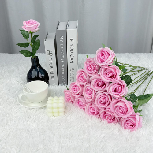 15pcs Realistic Artificial Rose Bouquet for Weddings, Birthdays, and More for Floral Arrangements and Home Decor