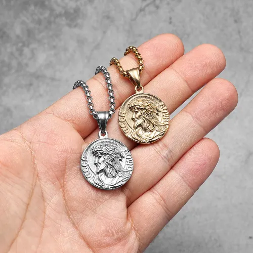Jesus Simple Amulets Stainless Steel Men Necklaces Pendant Chain Punk For Women Fashion Jewelry Gifts Wholesale Dropshiping
