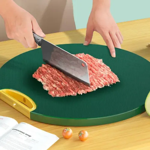 Double-Sided Round Kitchen Cutting Board – Mold-Proof PE, Non-Slip, Standable