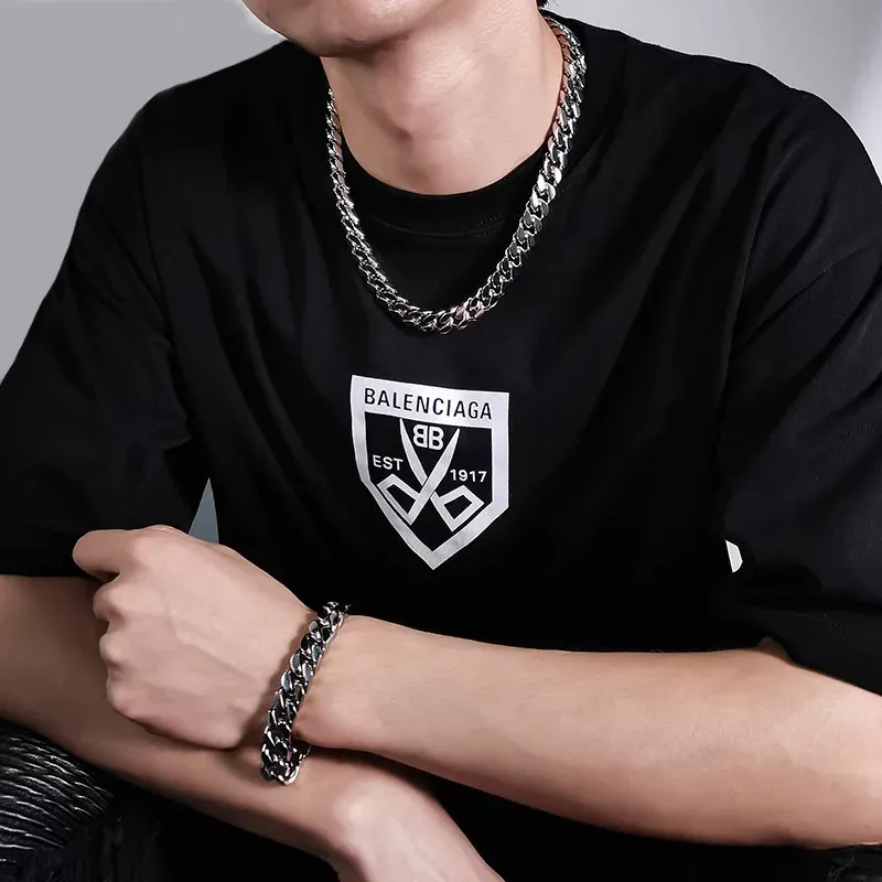 Stainless Steel Chain Cuban Link Necklace For Men Accessories Jewelry Punk Street Style Thick Heavy Neck Chain Male