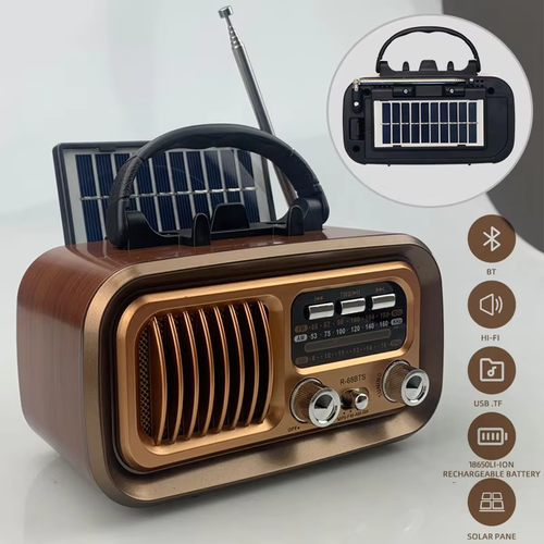 Multi-function Bluetooth speaker Retro Radio FM AM SW Portable Radios Solar panels Rechargeable Shortwave Radio Subwoofer Audio