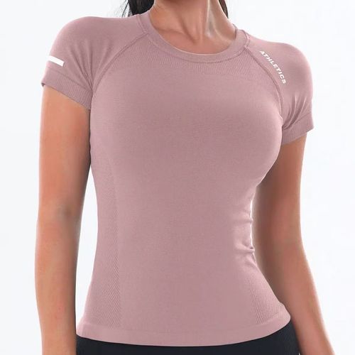 Women's Letter Print Raglan Sleeve Sports Tee, Round Neck Short Sleeve T-Shirt, Activewear T Shirt, Ladies Sportswear for Yoga Gym Workout