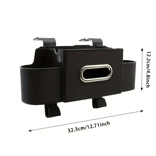Car Seat Back Multifunctional Storage Box, Car Seat Back Tissue Box, with Water Cup Holder and Phone Holder. 2-in-1 Storage Rack