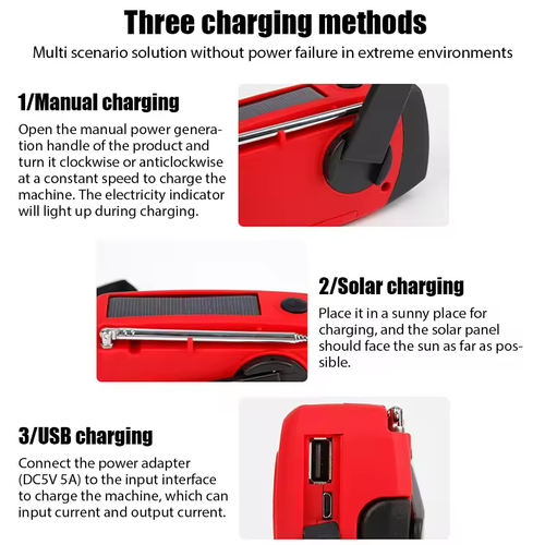 Multifunctional FM Radio Outdoor Emergency Hand-crank Generator Solar Mobile Phone Charging Lighting Table Lamp