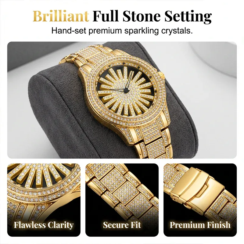 ⌚ 40% OFF NOW! ⚡Men's Iced-Out Rotating Dial Watch