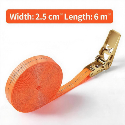 2.5cm*600cm Cargo Strap Ratchet Tensioner Freight Car Fixed Tightener Tighten Rope For Luggage Goods Transportation Outdoor Camping
