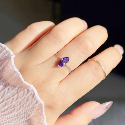 Fashionable Adjustable Colorful Double Heart Ring Fashionable and Versatile Adjustable Jewelry Accessory Gift