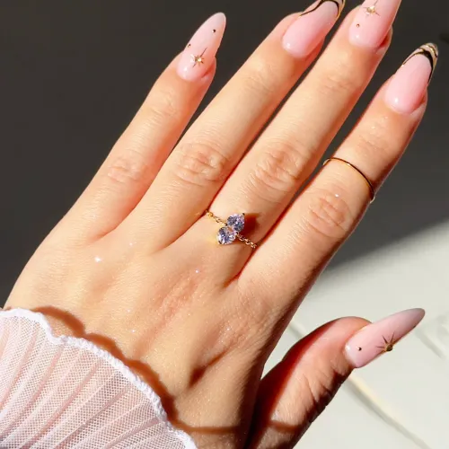 Fashionable Adjustable Colorful Double Heart Ring Fashionable and Versatile Adjustable Jewelry Accessory Gift