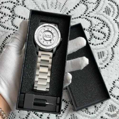 Men's Arabic Numeral Quartz Watch Stainless Iron Beads Hands with Graduations Custom Mirrorless Watch Sabr