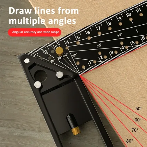 Multi functional Right Angle Ruler 45-90 Degree Hole Angle Ruler Industrial Grade Positioning Marking Angle Ruler Woodworking