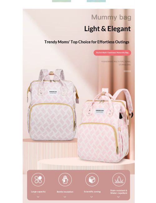 New Style Mommy Large Capacity Storage Backpack – Multifunctional, Solid Color, Portable Diaper Bag