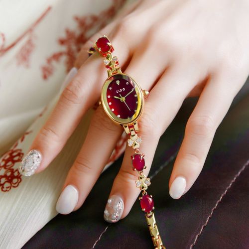Womens 1406 Quartz Diamond Watch Casual Fashion Elegant Light Luxury Waterproof Oval Crystal Womens Watch