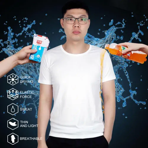 Anti-Dirty Waterproof Men T Shirt Hydrophobic Stainproof Breathable Antifouling Quick Dry Top Short Sleeve Outdoor Hiking shirt