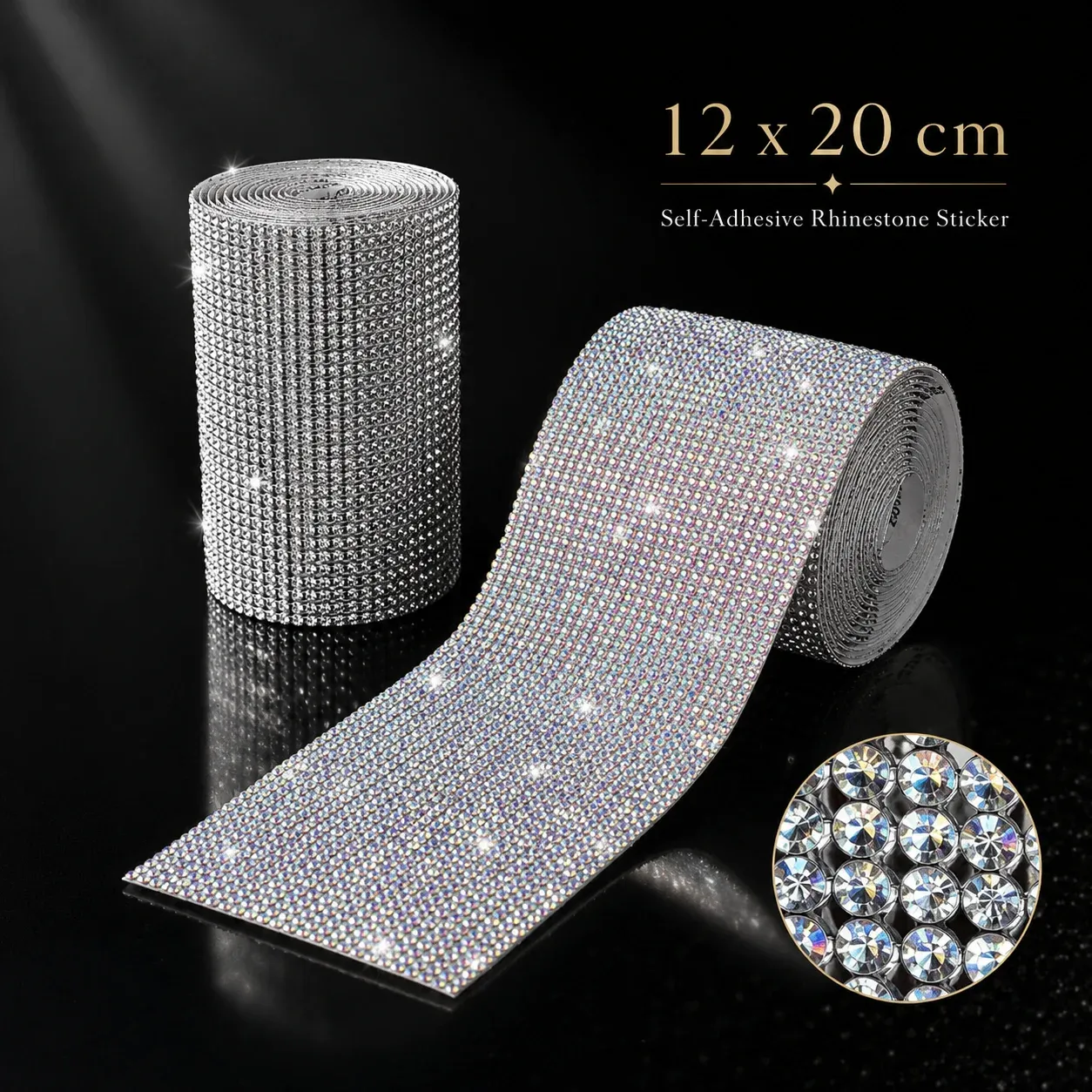 DIY Rhinestone Sticker Tape Self-Adhesive Glitter Crystal Gem Ribbon Trim for Car Shoes Clothes Decor Sparkle Accessory Trim