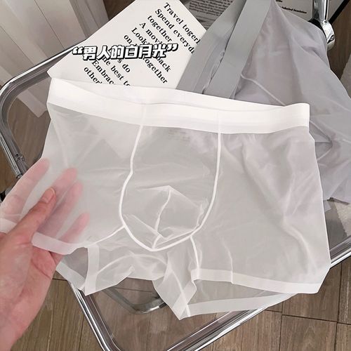Ultra Thin Sheer Sexy and Seamless Men Ice Silk Boxer Briefs