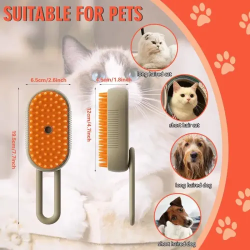 Cat Dog Pet Spray Massage Brush 3 in 1 One Button Steam Spray Folding Rotatable Floating Hair Bath Hair Removal Brush Comb