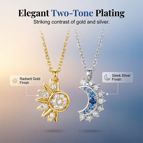 Magnetic Sun & Moon Necklaces – Sparkling CZ & Vintage Design, Perfect Gift for Couples or Besties!