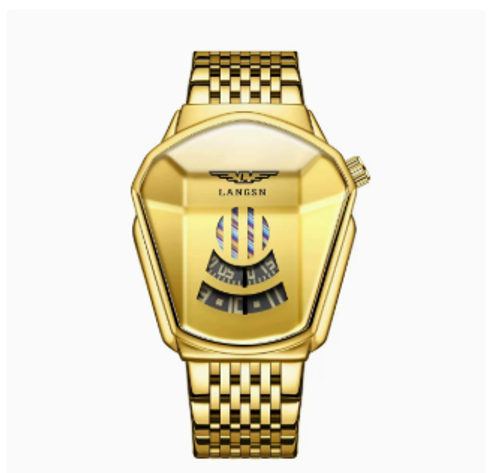Men's Quartz Watch with Rhombus-Shaped Alloy Case