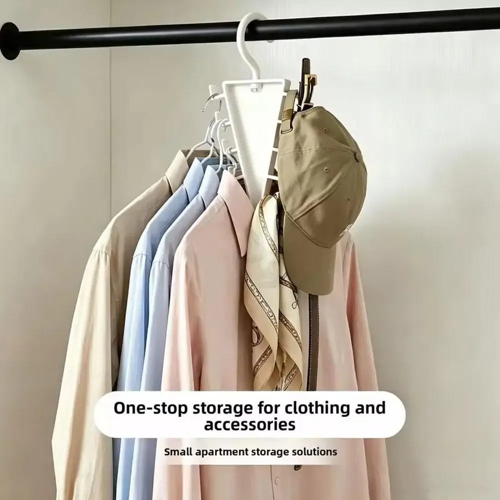 5PCS 12 Hooks V-Shaped Storage Hook Clothes Hanger Organizer 360° Rotatable Wardrobe Space Saving Clothing Rack For School Hats