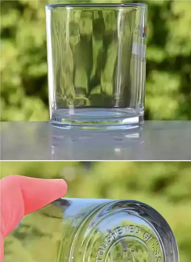 10PCS Tempered glass cup Hotel Thickened Heat Resistant Glass Beer Cup Antibacterial Straight Body Tea Cup for Business Traveling Group Buy