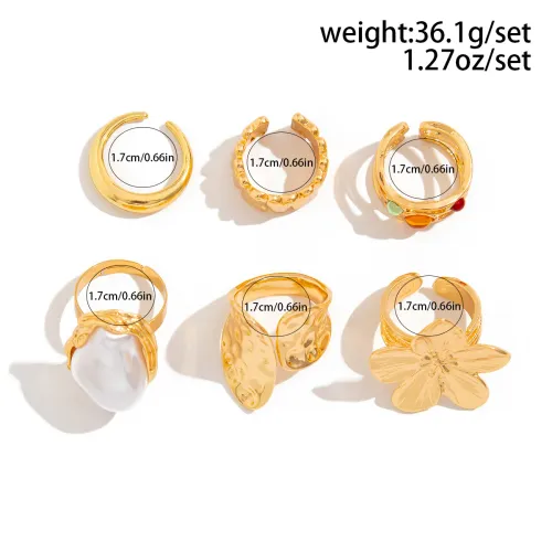 6-piece retro irregular ring set geometric metal gold and silver open rings for girls women men gothic punk couple jewelry