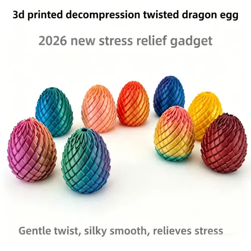2 pcs 3D Printing Dragon Egg Stress Relief Model, Deformable Twist Egg