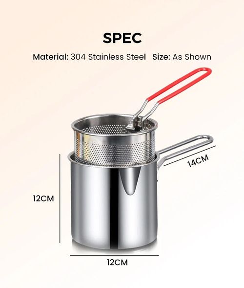 Deep Fryer Pot 304 Stainless Steel Fry Pot with Basket and Lid Food Grade Deep Fryer Multifunctional Deep Frying Pot