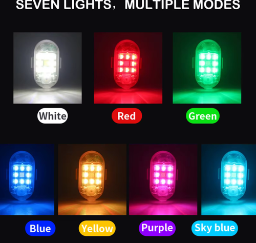 2pcs Led Motorcycle Car Drone Strobe Warning Light Flashing Light Portable Anti-Collision Light
