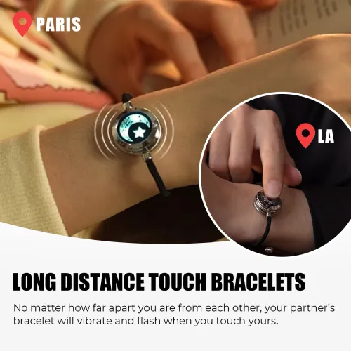 Sun and Moon Touch Bracelets for Couples Vibrating Couple Bracelet Long-distance Touch love