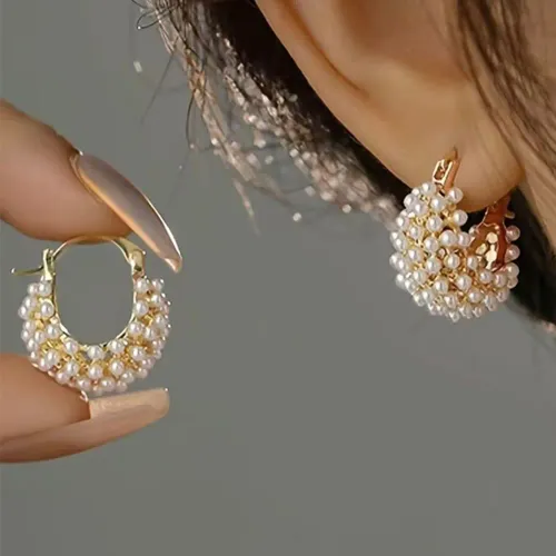 Light Luxury Niche Design Simulated-Pearl Earrings For Women's Temperament High-End And Versatile Ear Buckle
