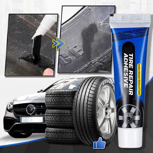 Weatherproof, flexible tire repair adhesives