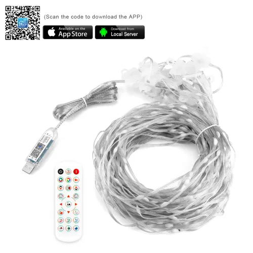 DIY text custom pattern magic color point control leather line light smart curtain light RGB magic color LED curtain light string