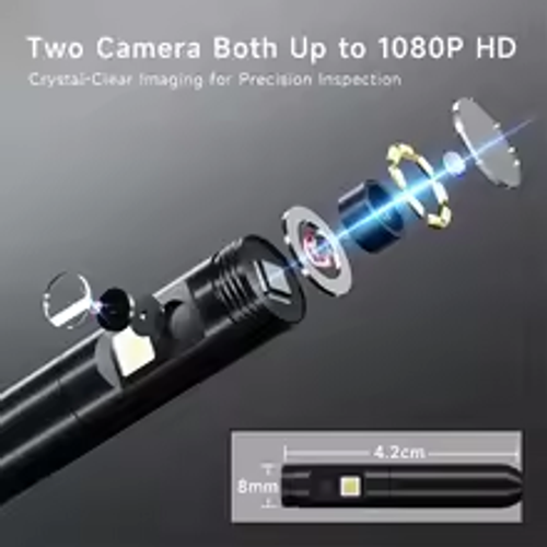 Dual Lens Industrial Endoscope 4.3'' IPS Screen HD1080P 2M-20M 8MM Automotive Endoscopy Inspection Plumbing Borescope Camera