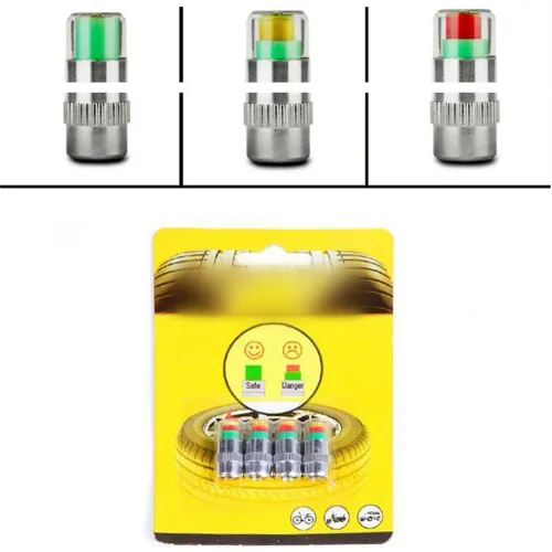 8pcs Car Tire Pressure Indicator Tire Pressure Gauge Indicator Alert Monitoring Valve Cap Sensor External Valve Detection