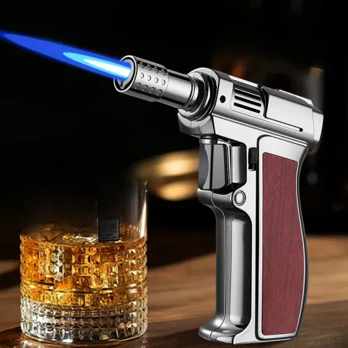 Gas-free Outdoor Windproof Turbo Metal Lighter Butane Gas Multipurpose High Temperature Welding Gun Inflatable Lighter Men's Somking Tool