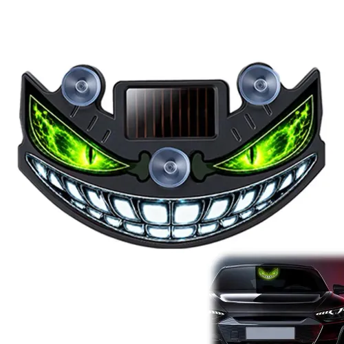 Solar Powered LED Car Ambient Light, Dynamic Facial Expression Warning Light For Car