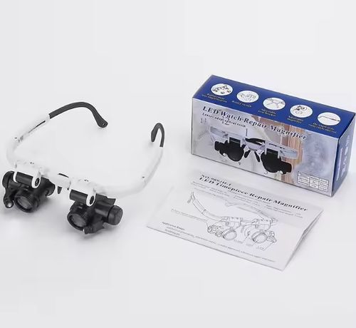 Dual lens jewelry magnifying glass with LED headphone lighting