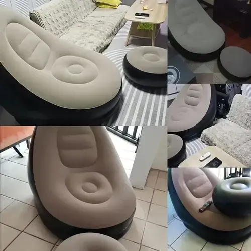 Portable Inflatable Lazy Sofa, Colorful Box Packaging, Modern Leisure Home Outdoor Camping Movable Flocking Sofa