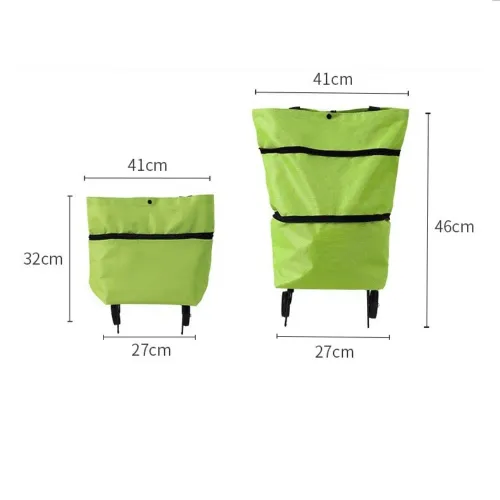 2-in-1 Foldable Portable Rolling Handbag Shopping Cart with Waterproof Feature Shopping Bag Trolley and Wheels for Easy Shopping